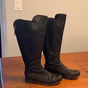 Poppy Barley black leather boots - wide calf